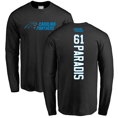 Carolina Panthers Men Black Matt Paradis Backer NFL Football #61 Long Sleeve T Shirt